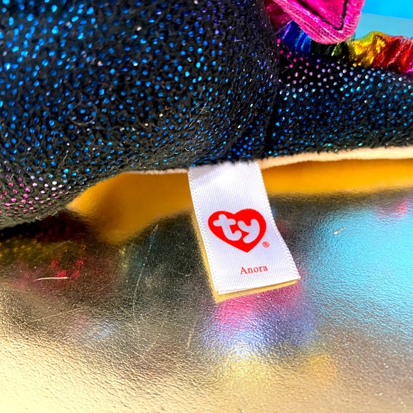 TY BEANIE BOOS NWT 2018 COLLECTIBLE ANORA SPARKLY RAINBOW BLACK WINGED DRAGON 6” - Picture 13 of 14